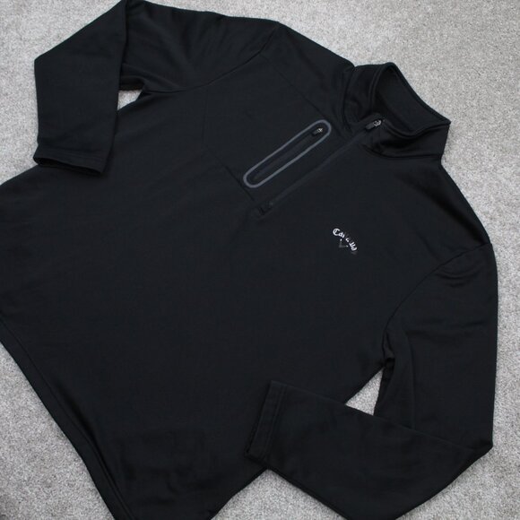 Callaway Sweatshirt Mens XL Black 1/4 Zip 100% Polyester Long Sleeve Pullover - Picture 3 of 11